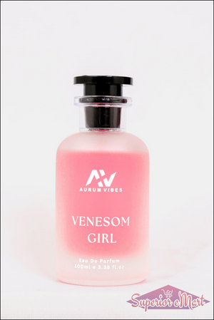 Venesom Girl perfume for women in a sleek pink bottle with a stylish black cap