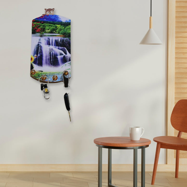 Vertical scenery wall art featuring a beautiful waterfall and nature, perfect for home decor