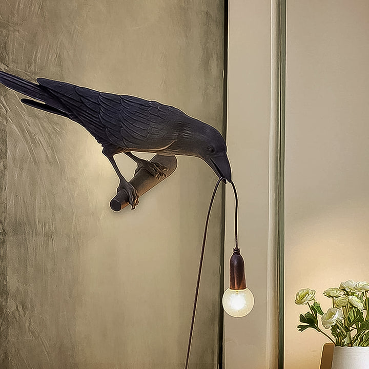 Vintage crow table lamp with a decorative crow design and elegant bulb holder for home decor