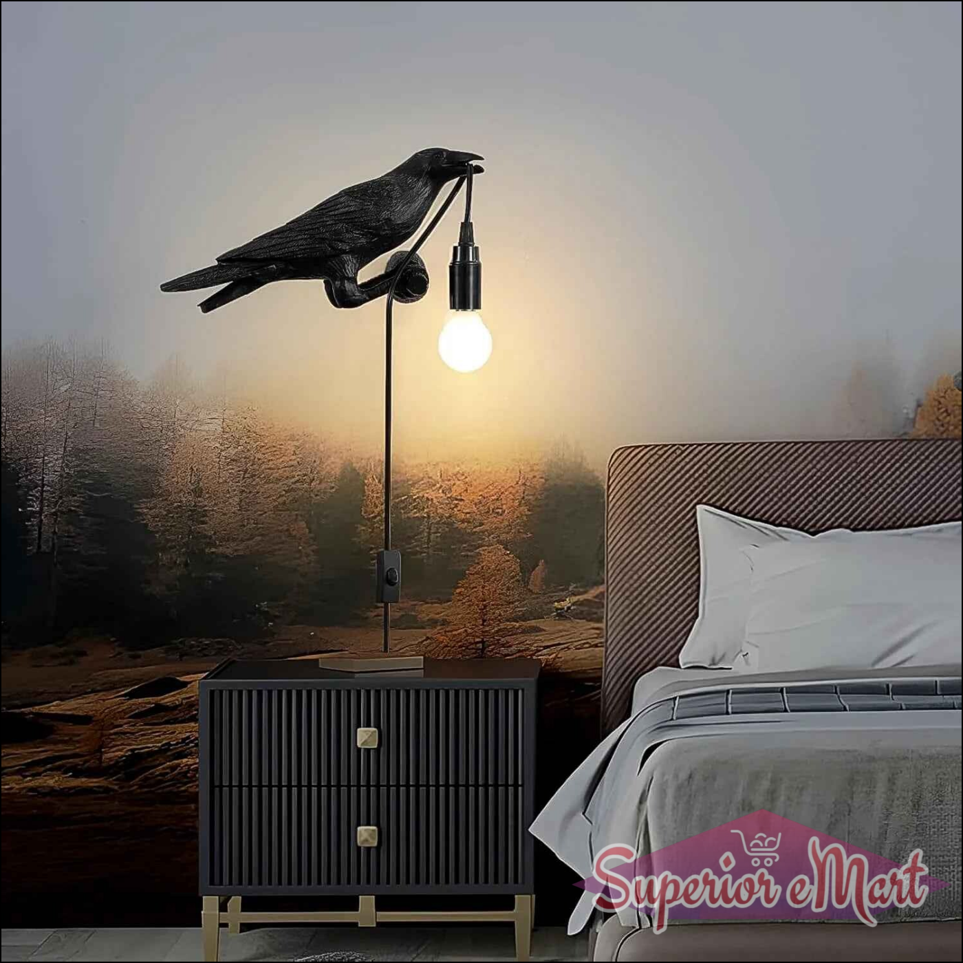 Vintage Crow Table Lamp - Superior eMart