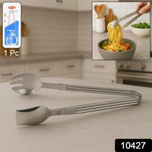 2-in-1 stainless steel serving tong ideal for pasta and salad serving with durable design