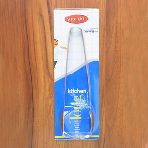 2-in-1 stainless steel serving tong in packaging for versatile kitchen use