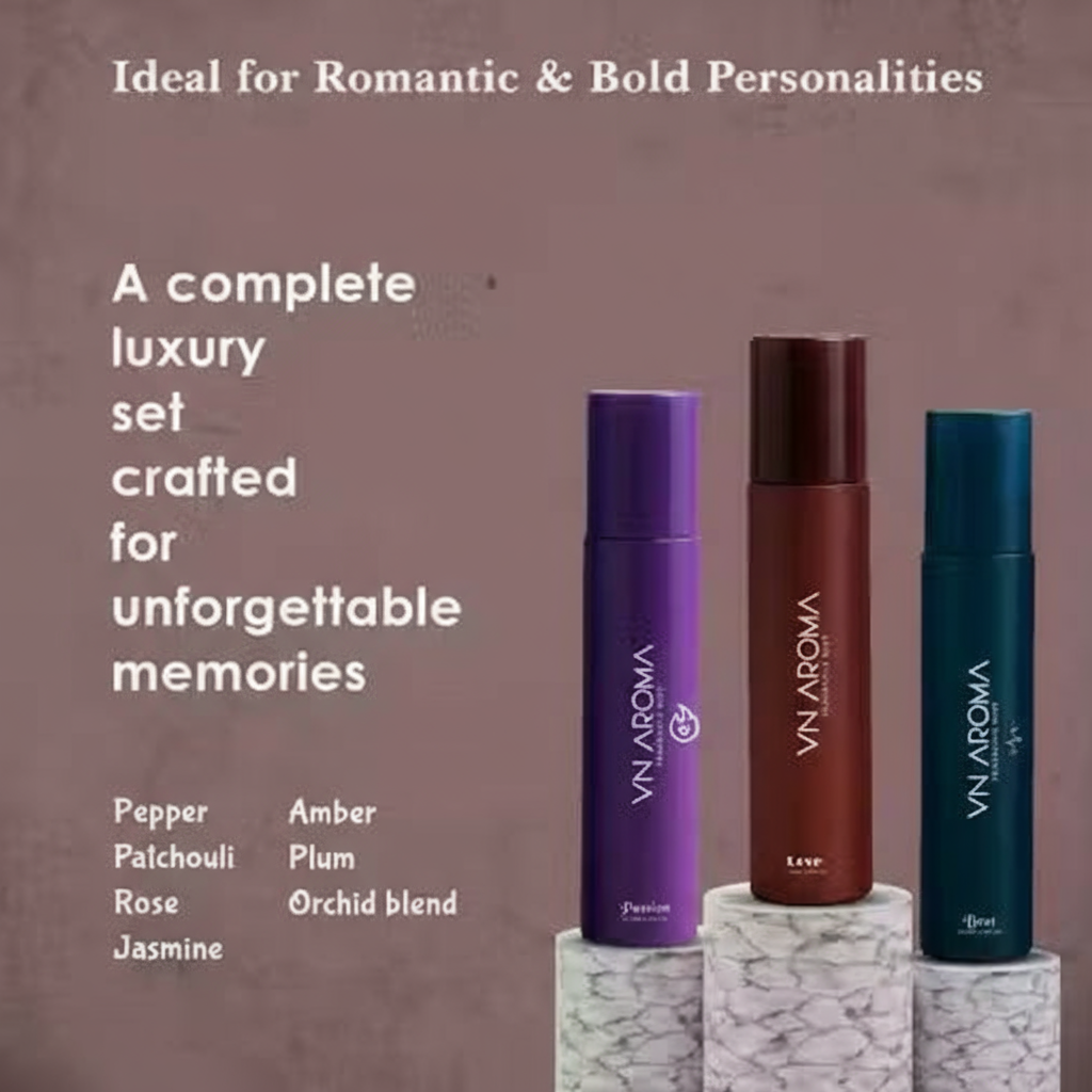 Beat Love Passion body spray set featuring three scents for unforgettable memories and bold personalities