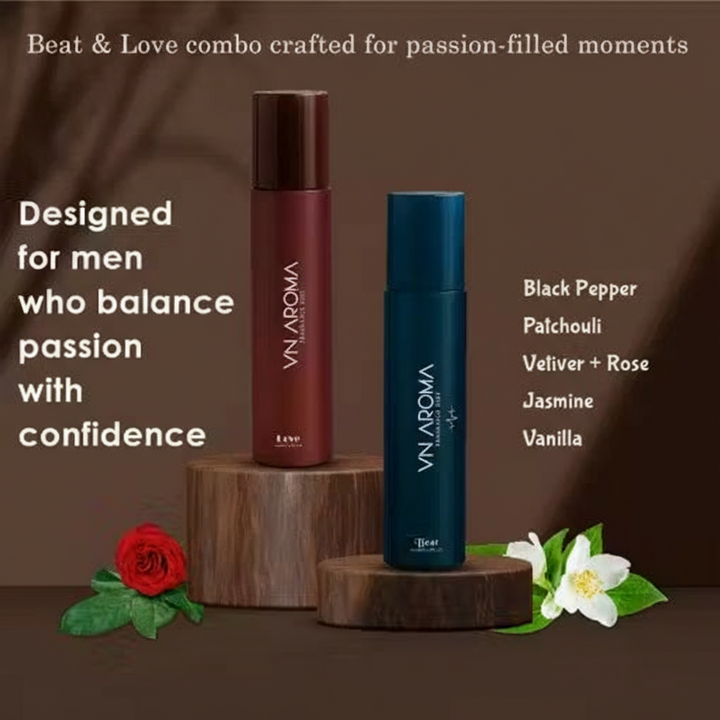 Beat and Love long lasting deodorant combo pack designed for men with floral and spicy notes