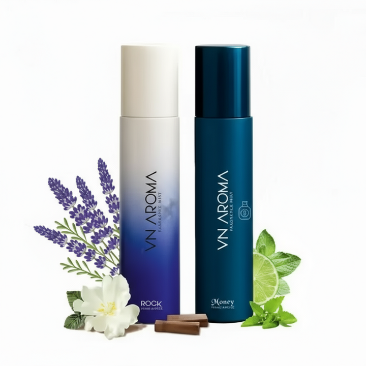 Long lasting deodorant combo pack featuring VN Aroma Rock and Money fragrances with floral and citrus notes