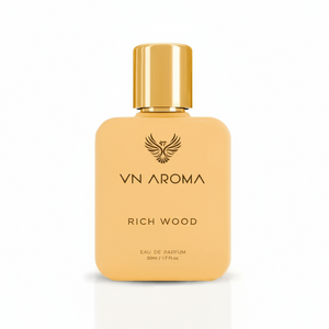 VN Aroma Rich Wood Unisex Perfume in a stylish gold bottle for a luxurious scent experience