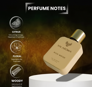VN Aroma Rich Wood Unisex Perfume with citrus and floral notes for a fresh and woody fragrance