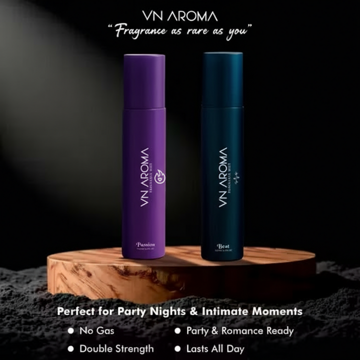VN Aroma Unisex Long-Lasting Body Spray with Passion and Beat Scents for All Day Use