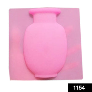 Pink silicone wall mounted flower pot sticker for unique home decor styling