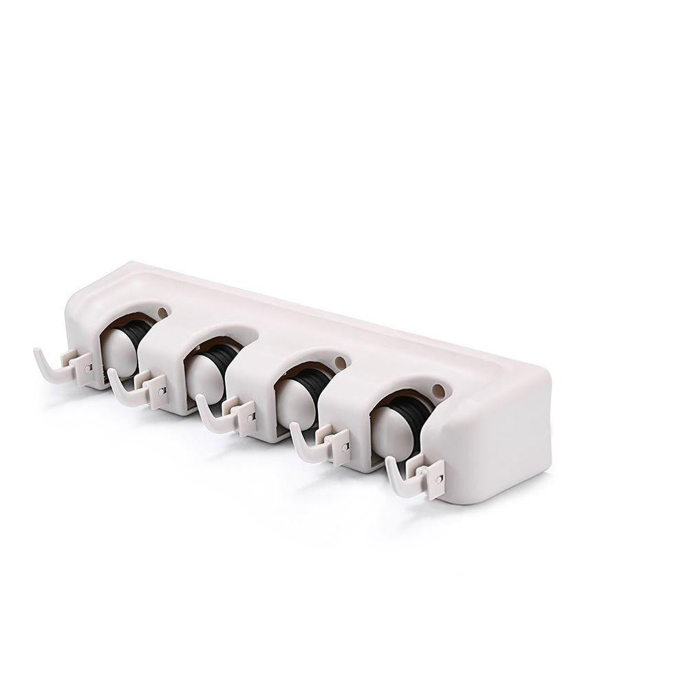 Superior eMart wall mounted mop organizer with five slots for efficient storage and organization
