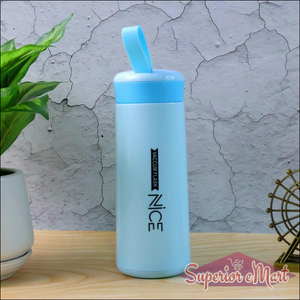 Superior eMart leak proof glass water bottle with a blue lid perfect for everyday hydration