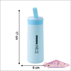 Superior eMart leak proof glass water bottle in blue with a flip-top lid for easy hydration