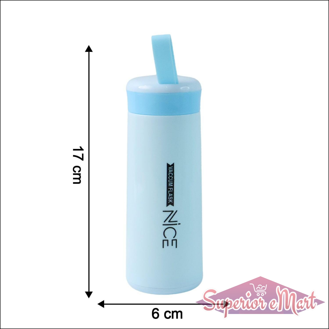 Superior eMart leak proof glass water bottle in blue with a flip-top lid for easy hydration