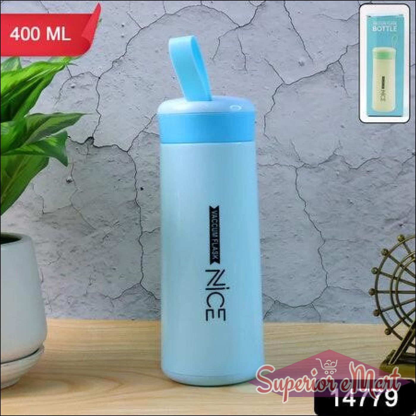 Leak proof glass water bottle in light blue with a secure lid for on-the-go hydration