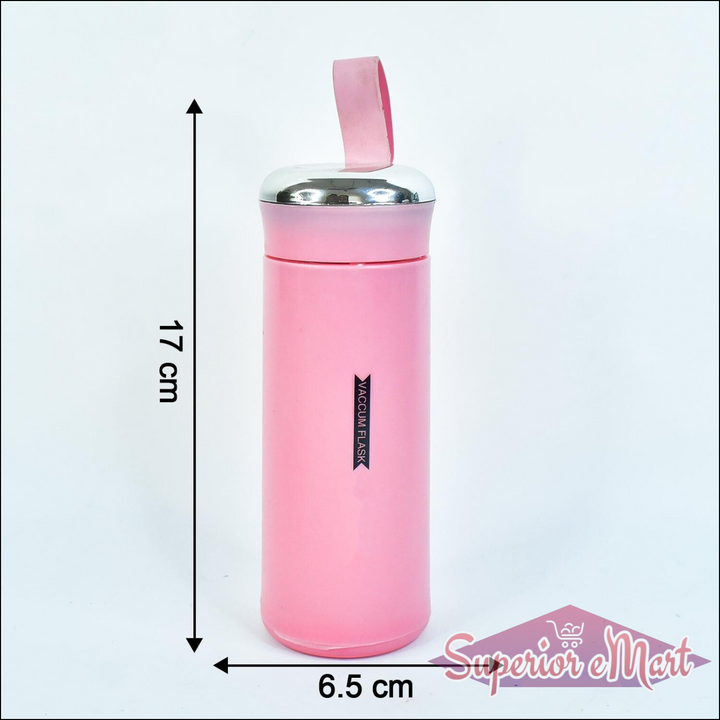 Leak proof glass water bottle in pink with a silver lid, designed for everyday hydration