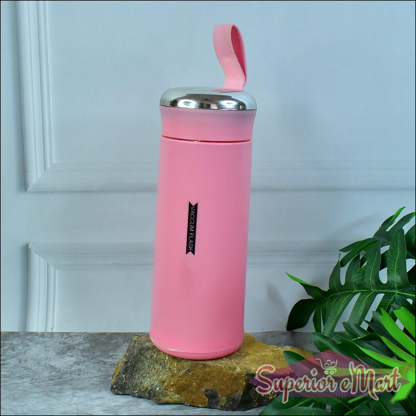 Superior eMart leak proof glass water bottle in pink with a stainless steel lid for easy hydration