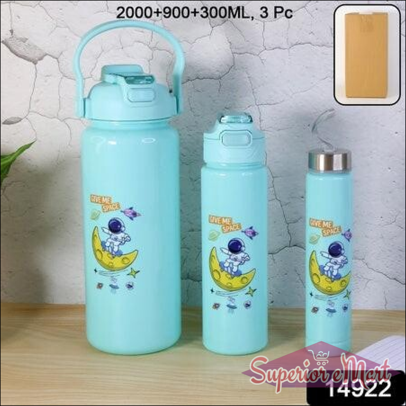 Water Bottles 2000ml + 900ml + 300ml - 3 Pc - Superior eMart