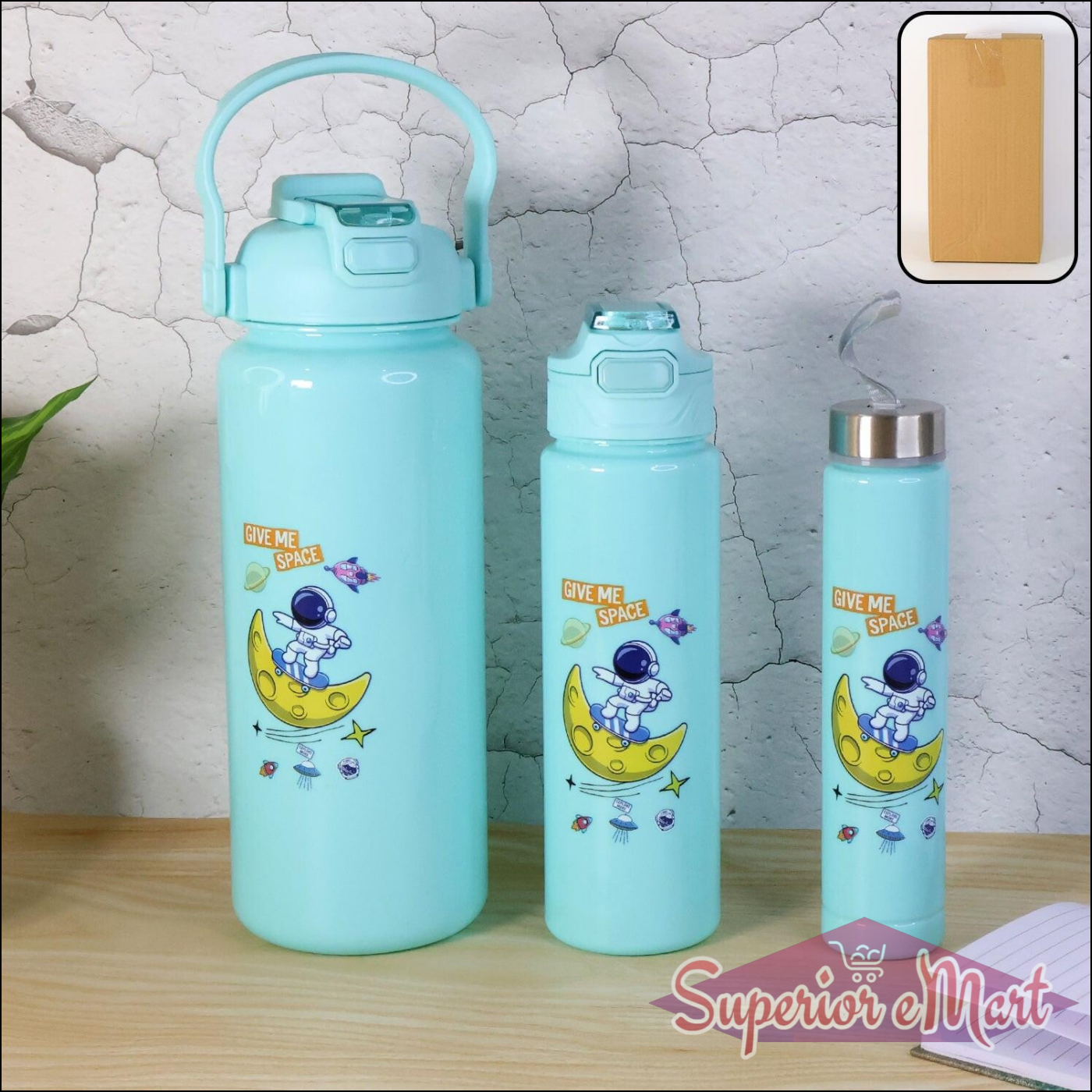 Water Bottles 2000ml + 900ml + 300ml - 3 Pc - Superior eMart