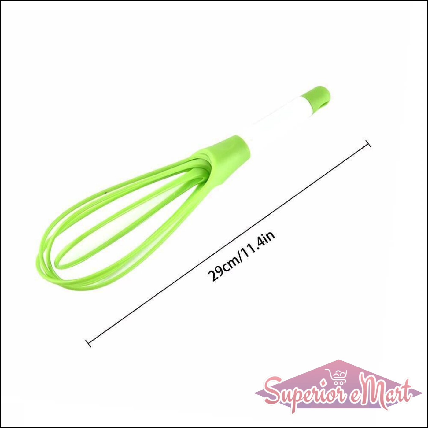 Green balloon whisk mixer for kitchen, 29cm long, ideal for mixing ingredients smoothly