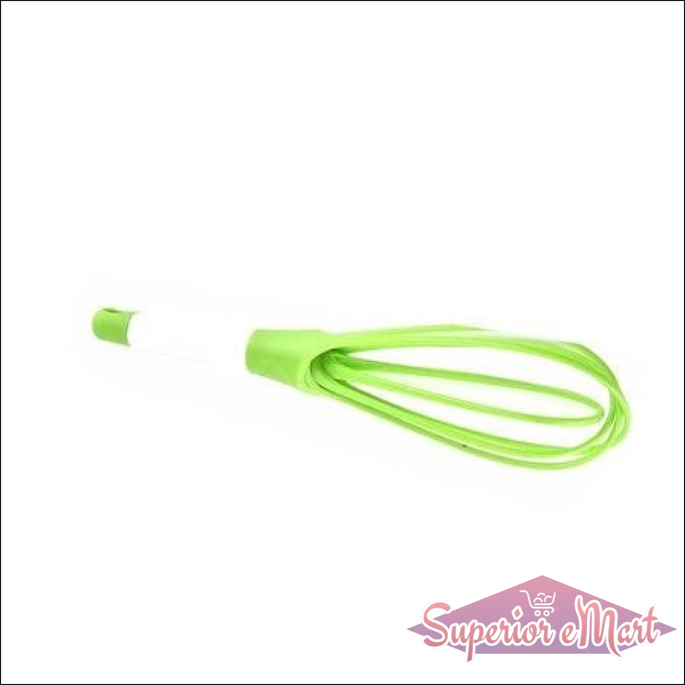 Green balloon whisk mixer for kitchen with ergonomic handle for easy mixing and whisking