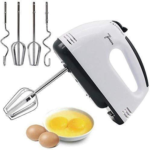 Superior eMart electric mixerblender with attachments in white and black with two eggs and a bowl of cracked eggs