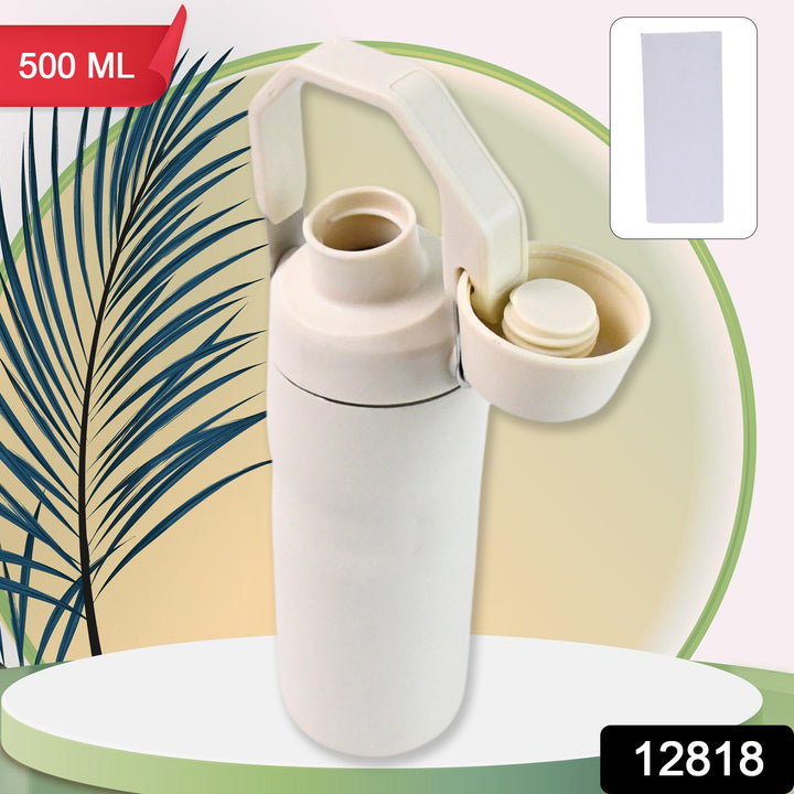 Superior eMart insulated water bottle 500ml white with secure flip-top lid for easy carrying