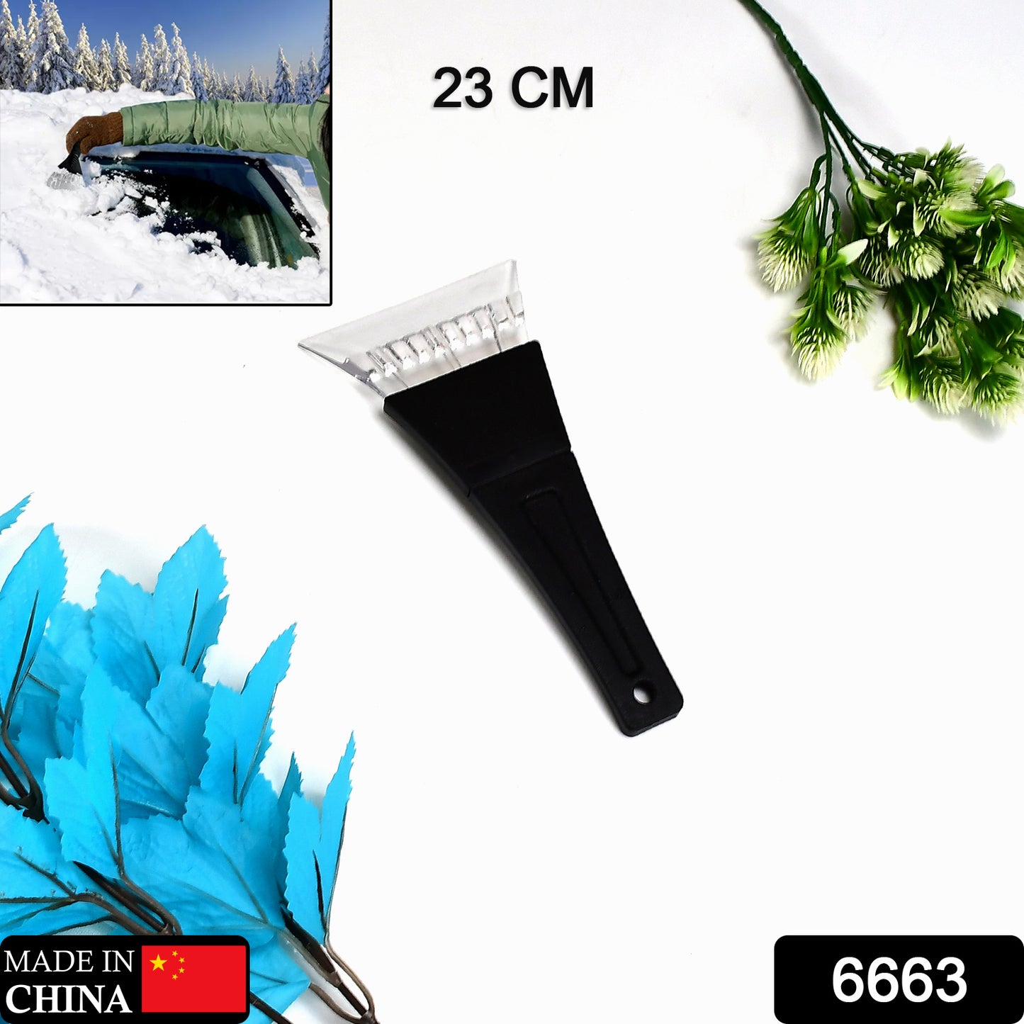 Durable windshield ice scraper tool with a 23 cm blade for efficient winter car maintenance