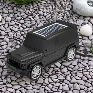 Wireless solar speaker designed as a sleek black SUV for outdoor entertainment