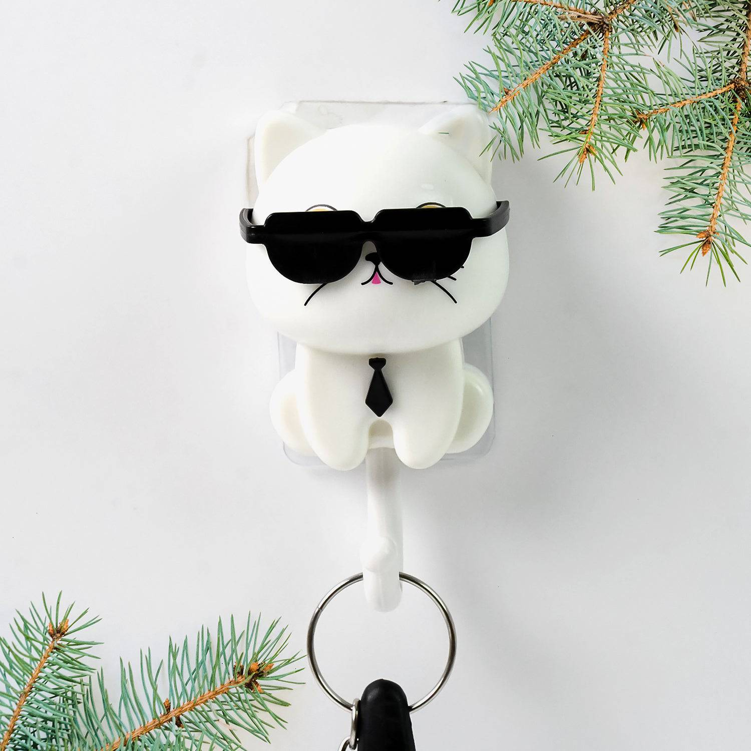 Cat Hook For Wall Cute Cat Key Hook With Sunglasses (1 Pc) - Superior eMart