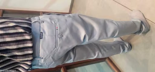 Grey Cotton Blend Regular Formal Trouser for Men