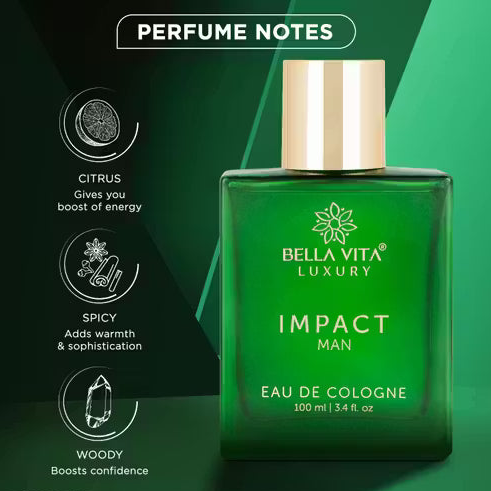 BELLAVITA Impact Eau De Cologne Perfume For Man with Notes Of Orange,Nutmeg,Woody Cedar Eau de Toilette - 100 ml  (For Men)