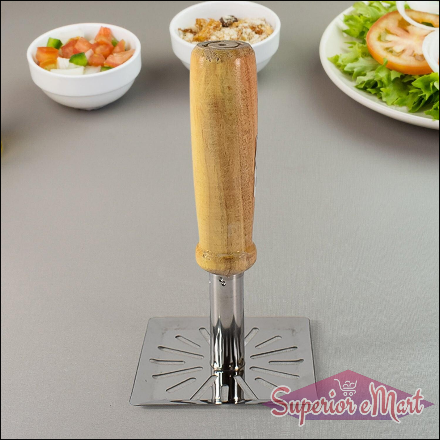 Wooden Handle Potato Masher - Durable Kitchen Tool - Superior eMart