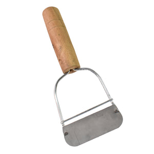 Wooden handle vegetable peeler with stainless steel blade for easy peeling tasks in the kitchen