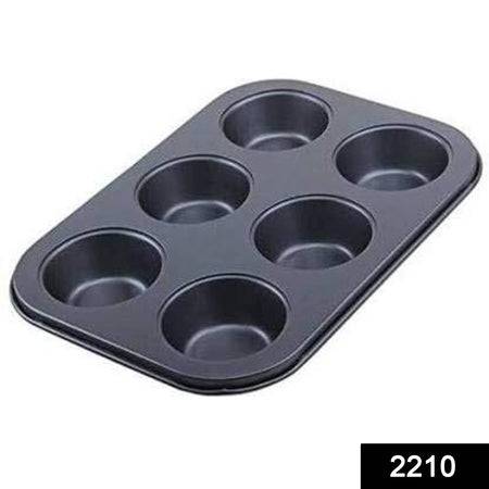 2210 Non-stick Reusable Cupcake Baking Slot Tray For 6 Muffin Cup - Superior eMart