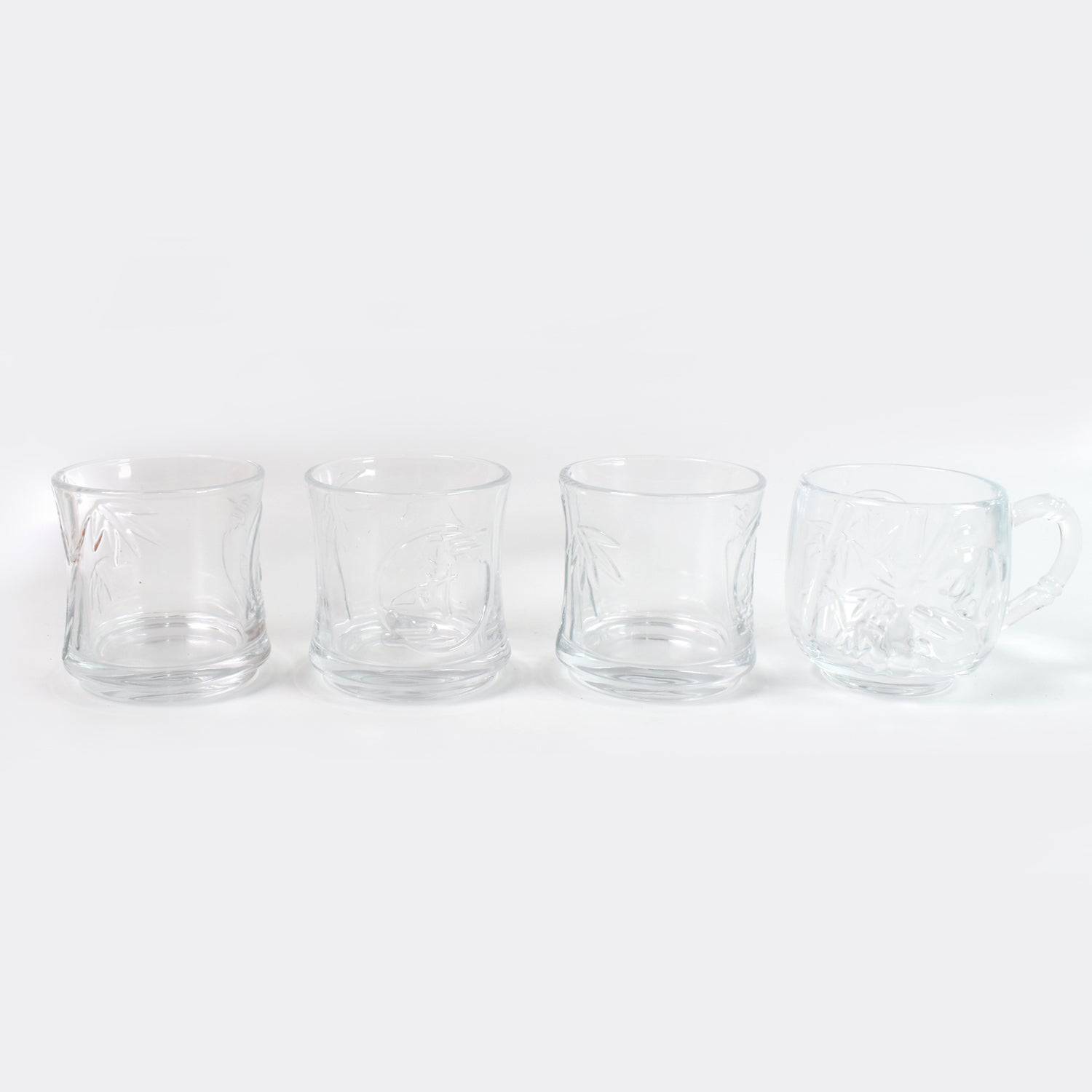 Glass 3 Pc Tumbler  1 Pc Cup Set (4 Pcs Set) - Superior eMart