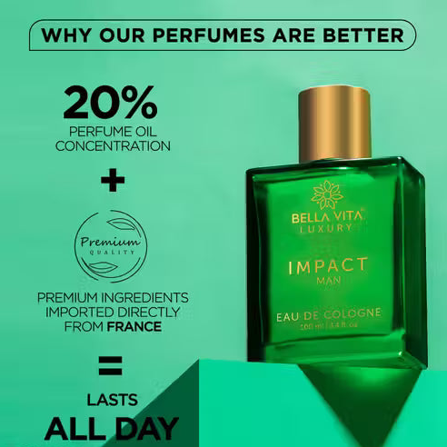 BELLAVITA Impact Eau De Cologne Perfume For Man with Notes Of Orange,Nutmeg,Woody Cedar Eau de Toilette - 100 ml  (For Men)