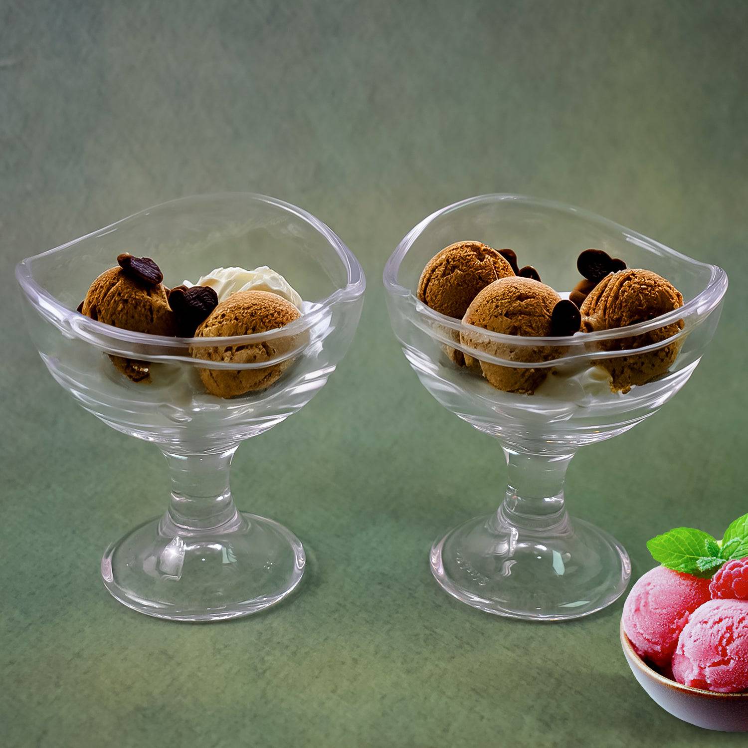 Glass Footed Dessert Bowl Ice Cream Cup (2 Pcs Set) - Superior eMart