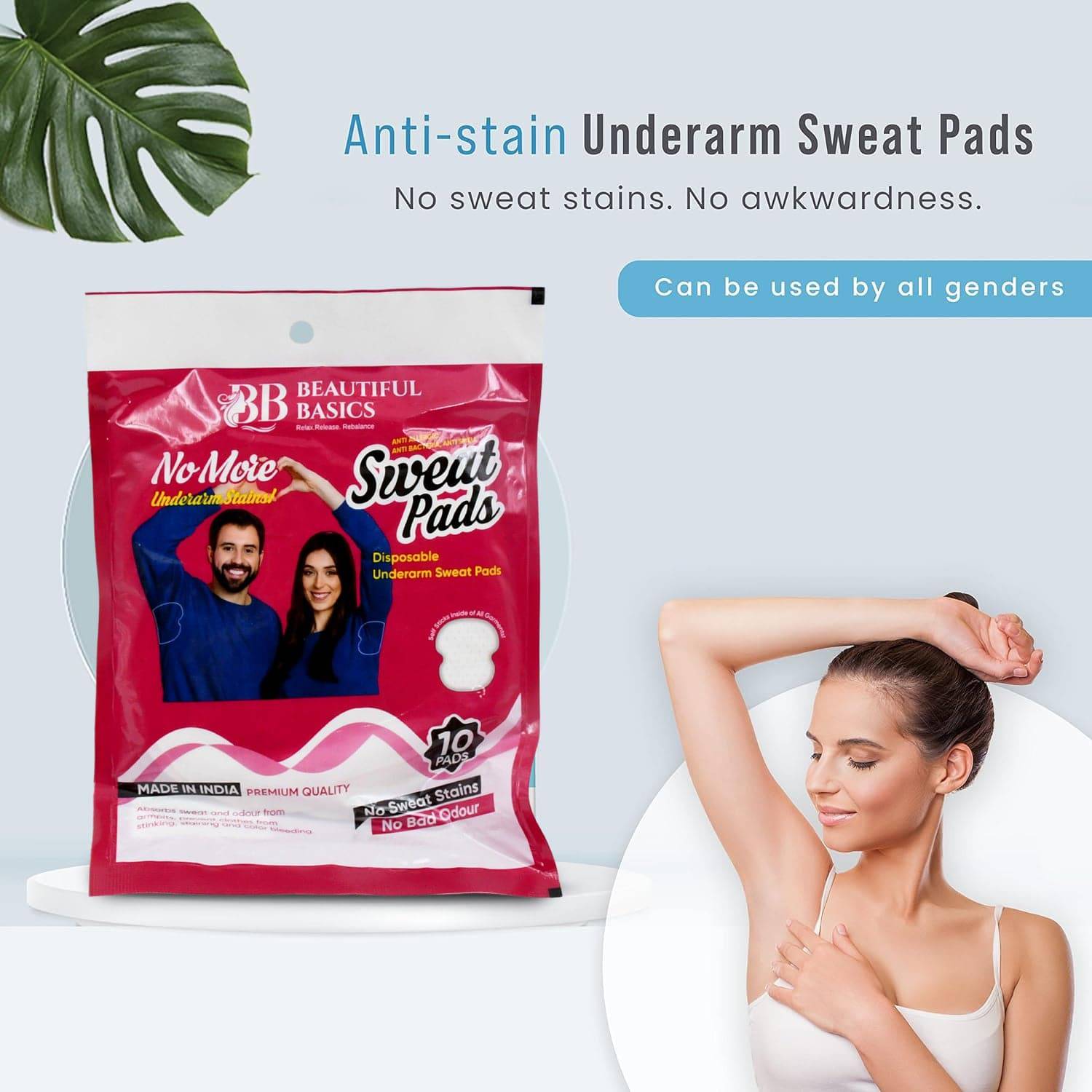 0978 Underarms Sweat Pads Disposable Highly Absorbent Pads Cotton Anti-allergic Anti Bacteria Anti Smell Underarm Perspiration Pad For Men And Women (Pack Of 10) - Superior eMart