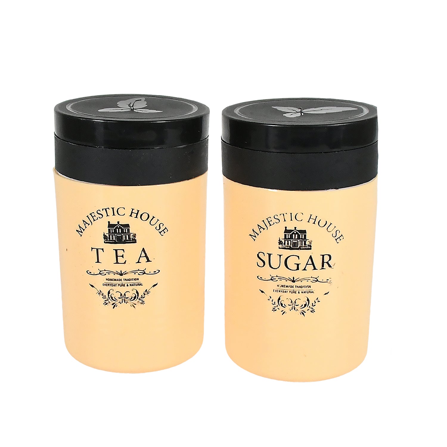 Tea Sugar Coffee Container, Plastic Damru Shaped Tea, Coffee, Sugar Canisters Jar, New Airtight Food Seal Containers for Salt, Dry Fruit, Grocery 2 Section (800 ML Approx)