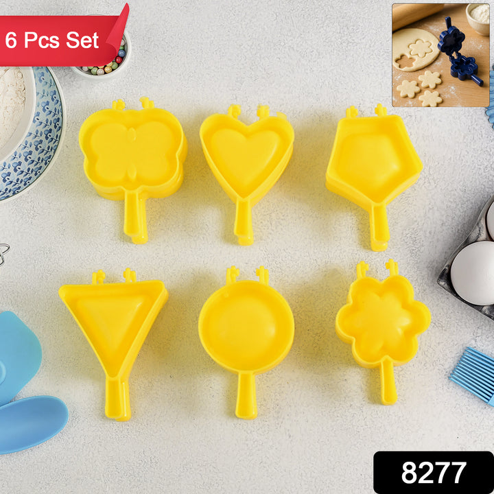 Superior eMart 6 piece cookie mold kit with yellow molds in butterfly heart and flower shapes