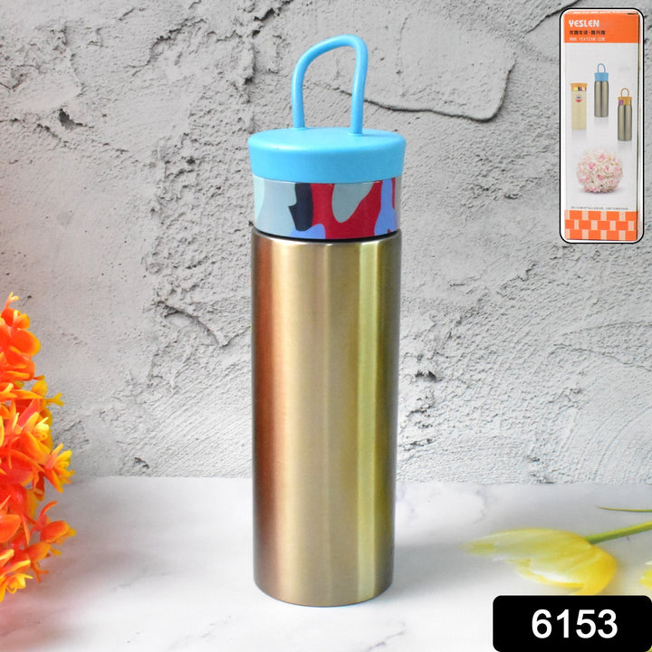 300ml stainless steel water bottle with blue lid and carry handle from Superior eMart for home and kitchen