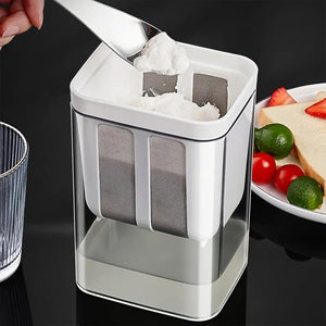Superior eMart yogurt strainer with storage in white with a mesh filter and clear container for homemade yogurt
