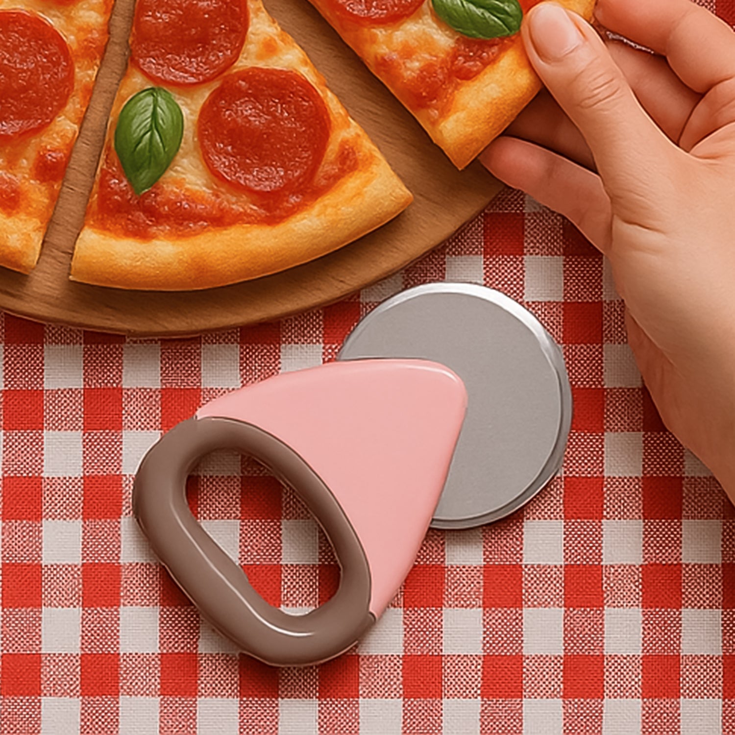 Pizza Cutter With Stainless Steel Rotating Blade (1 Pc)