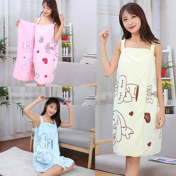 1453a Soft Cotton Bathrobe For Girls  Women  Bath Robe Towel For Women Quick Dry Dress Towel For Ladies. - Superior eMart