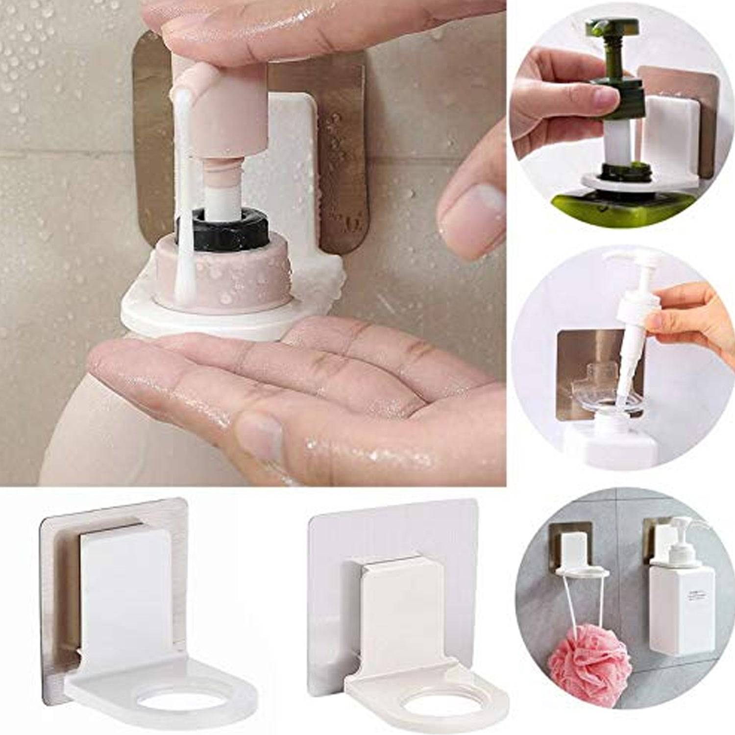 1158 Wall Mounted Self Sticky Hooks For Body Wash Shampoo Bottle Wall Storage Strong Adhesive Hook Power Plug Socket Hanger Holder Multi Color (1pc) - Superior eMart