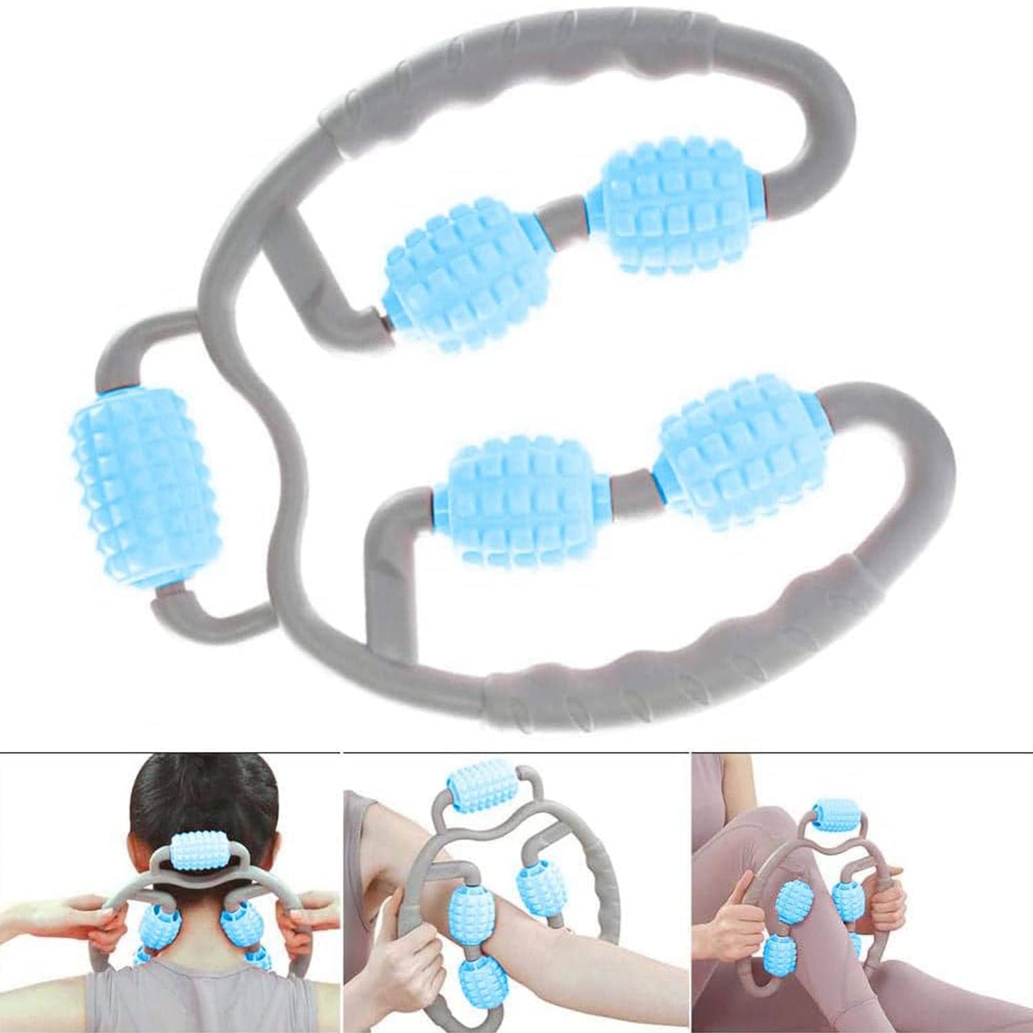 0265 Muscle Massage Roller 5 Wheels Relieve Soreness Leg Muscle Roller Fitness Roller Muscle Relaxer Massage Roller Ring Clip All Round Massaging Uniform Force Elastic Pp Drop Shaped For Home Use (1 Pc) - Superior eMart